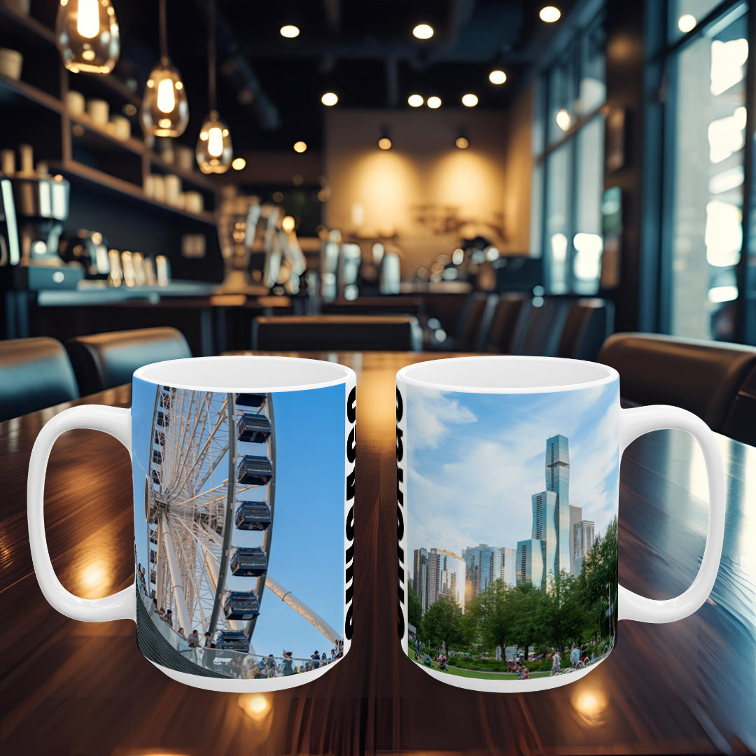 Chicago Coffee Mug, Coffee Gift for Her or Him, Coffee Cup Custom, Kitchen Decor, Small Office Gift, Gifts for Mom, Dad, Coworker, Employees