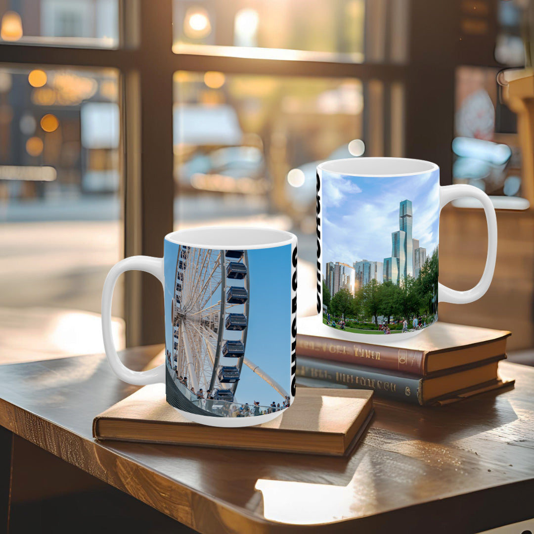 Chicago Coffee Mug, Coffee Gift for Her or Him, Coffee Cup Custom, Kitchen Decor, Small Office Gift, Gifts for Mom, Dad, Coworker, Employees