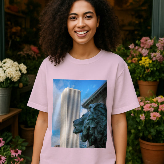 Chicago Architecture Lion Tee — Urban Photography Graphic Shirt Inspired by the City