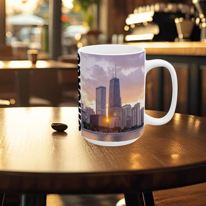 Coffee with the Hancock Tower at Golden Hour – Chicago Skyline in Your Hands