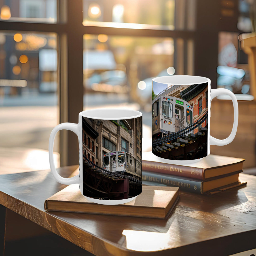 Chicago L-Train Coffee Mug – Real City Photography | 11oz & 15oz Ceramic Mug