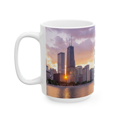 Coffee with the Hancock Tower at Golden Hour – Chicago Skyline in Your Hands