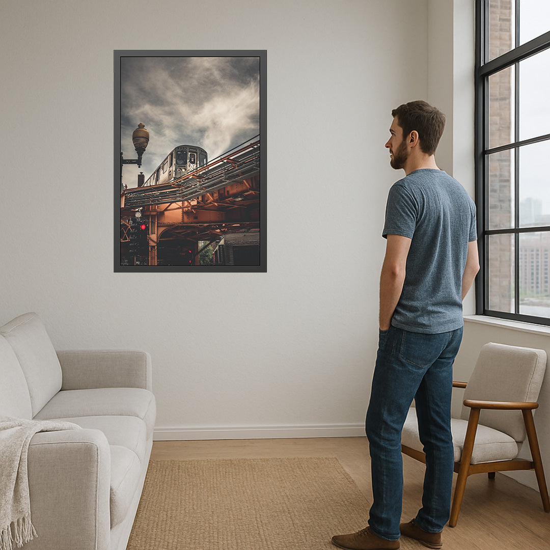 Own Chicago: Moody Train Limited Edition Cityscape Photography Print – Fine Art, Semi-Gloss, or Matte – Framed or Unframed Luxury Wall Art