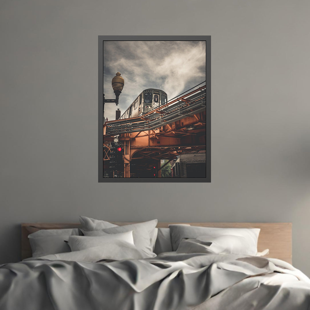 Own Chicago: Moody Train Limited Edition Cityscape Photography Print – Fine Art, Semi-Gloss, or Matte – Framed or Unframed Luxury Wall Art