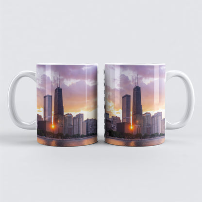 Coffee with the Hancock Tower at Golden Hour – Chicago Skyline in Your Hands