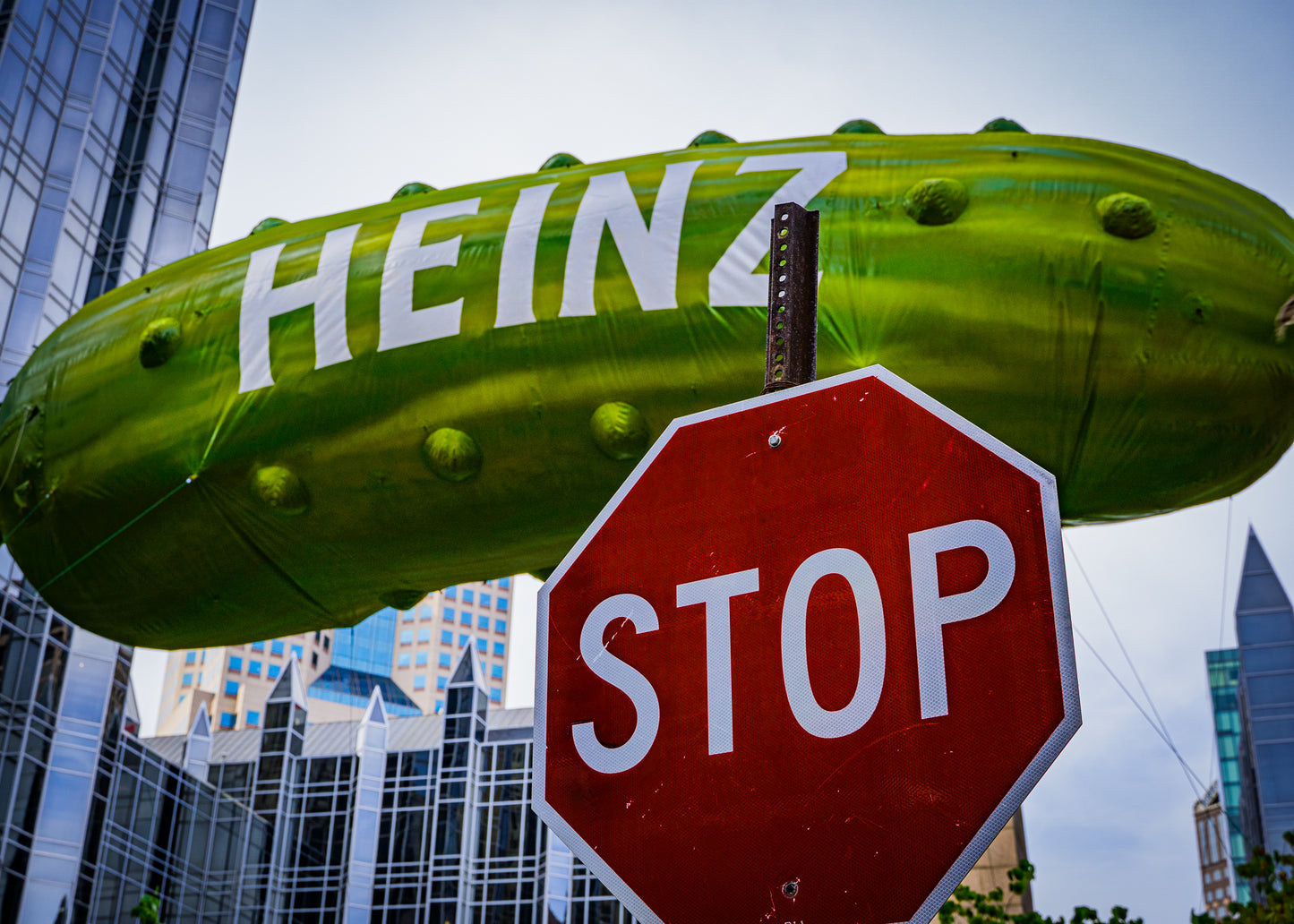 A STOP sign and a Pickle – Modern City Photography Print