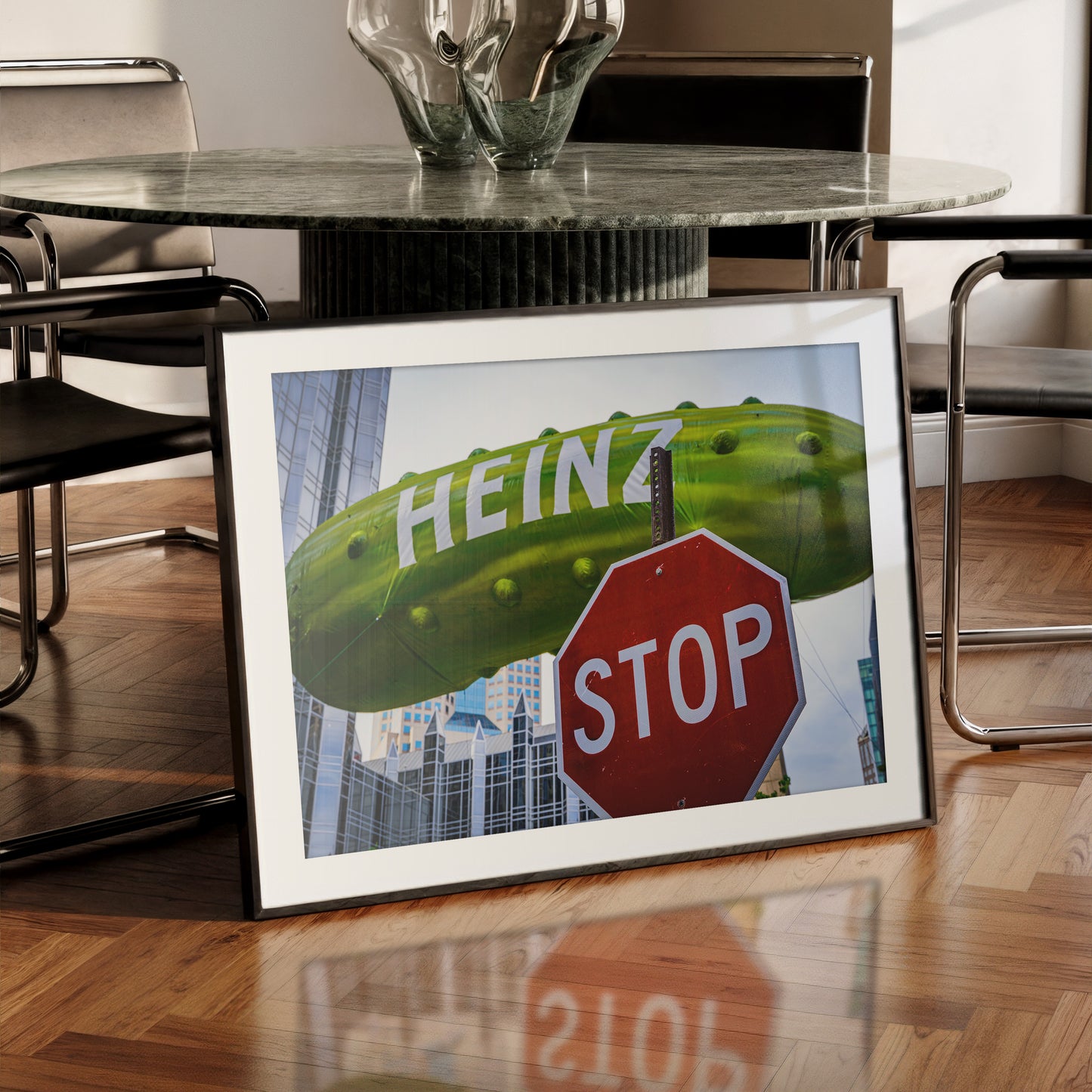 A STOP sign and a Pickle – Modern City Photography Print