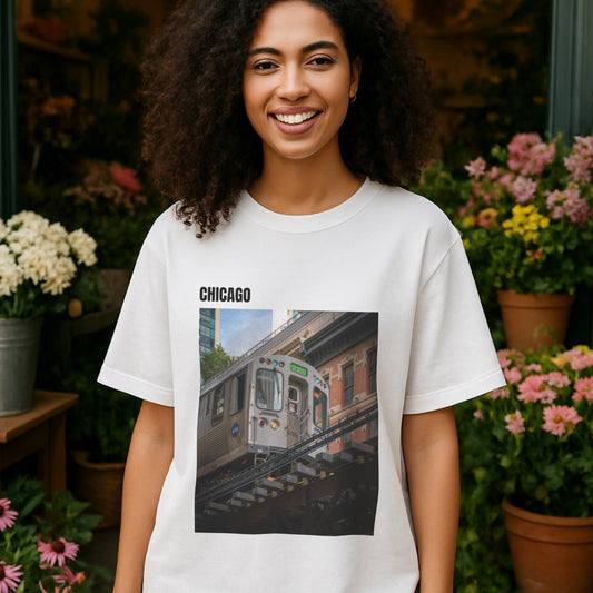 Chicago L-Train Comfort Colors 1717 Tee – Vintage Garment-Dyed Shirt | Real Photography Design