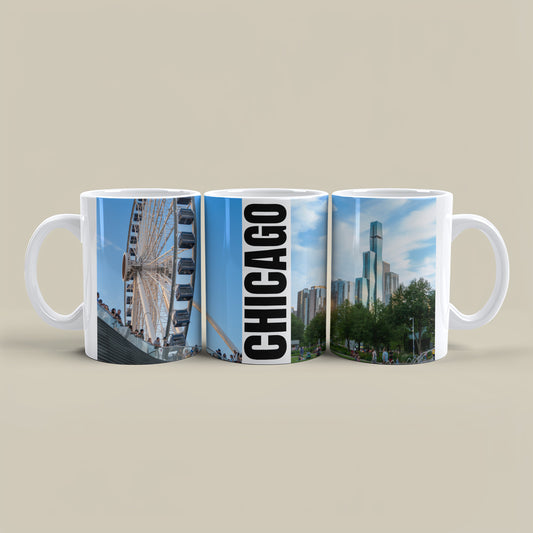 Chicago Coffee Mug, Coffee Gift for Her or Him, Coffee Cup Custom, Kitchen Decor, Small Office Gift, Gifts for Mom, Dad, Coworker, Employees
