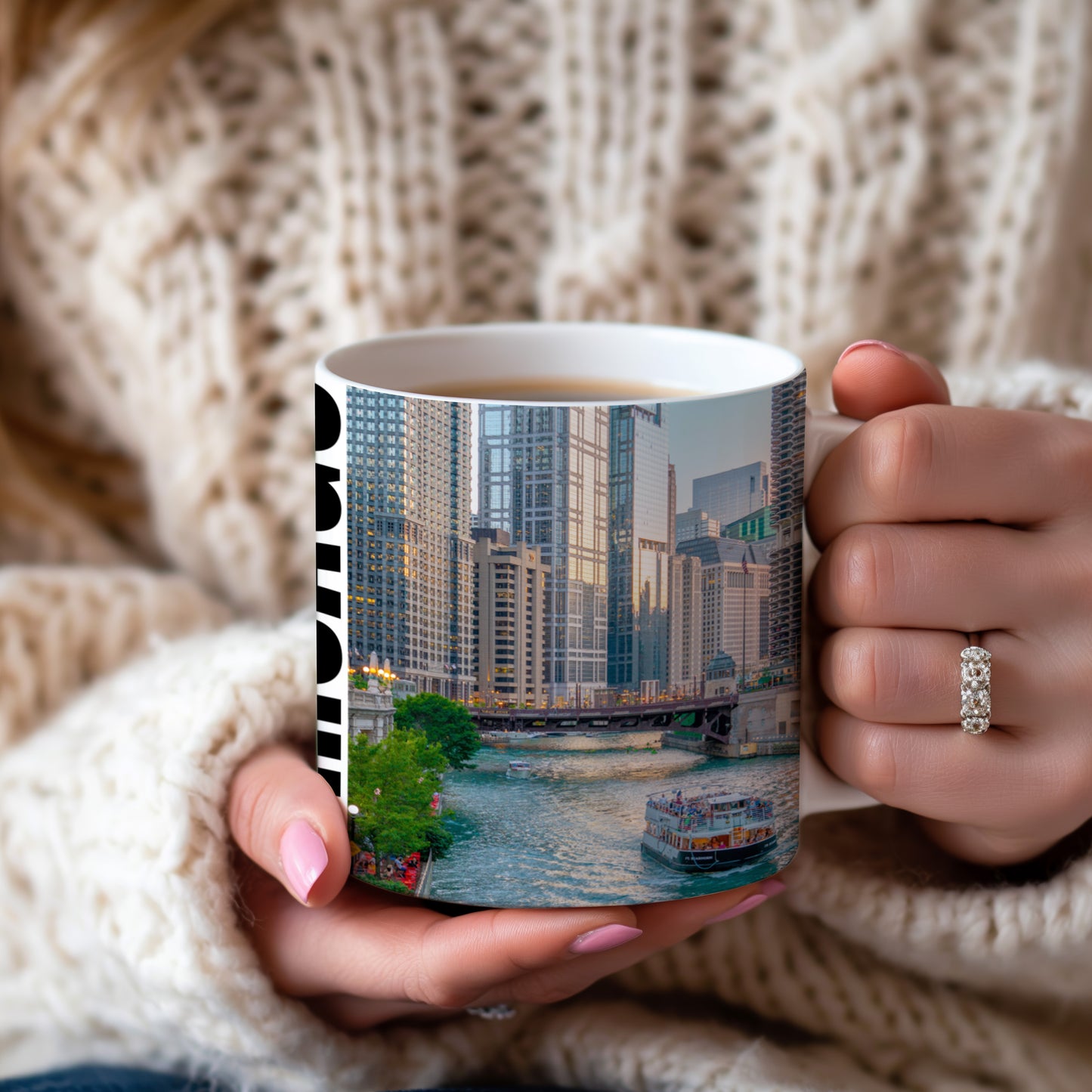 Chicago Coffee Mug, Coffee Gift for Her or Him, Coffee Cup Custom, Kitchen Decor, Small Office Gift, Gifts for Mom, Dad, Coworker, Employees